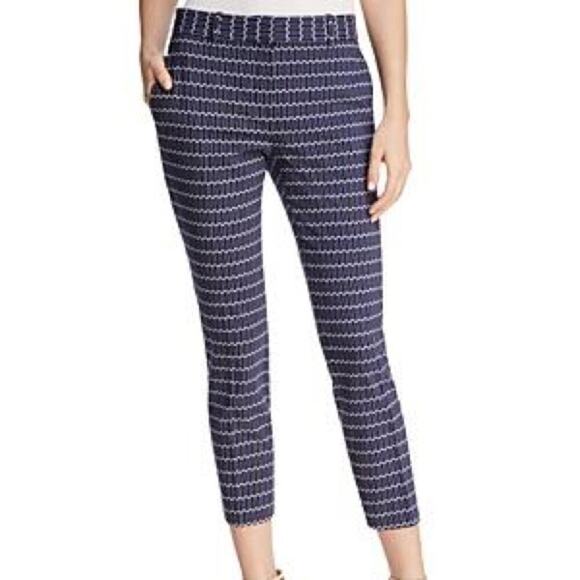 Theory Tribecca Geo Print Crop Pants Deep Navy - Picture 1 of 11